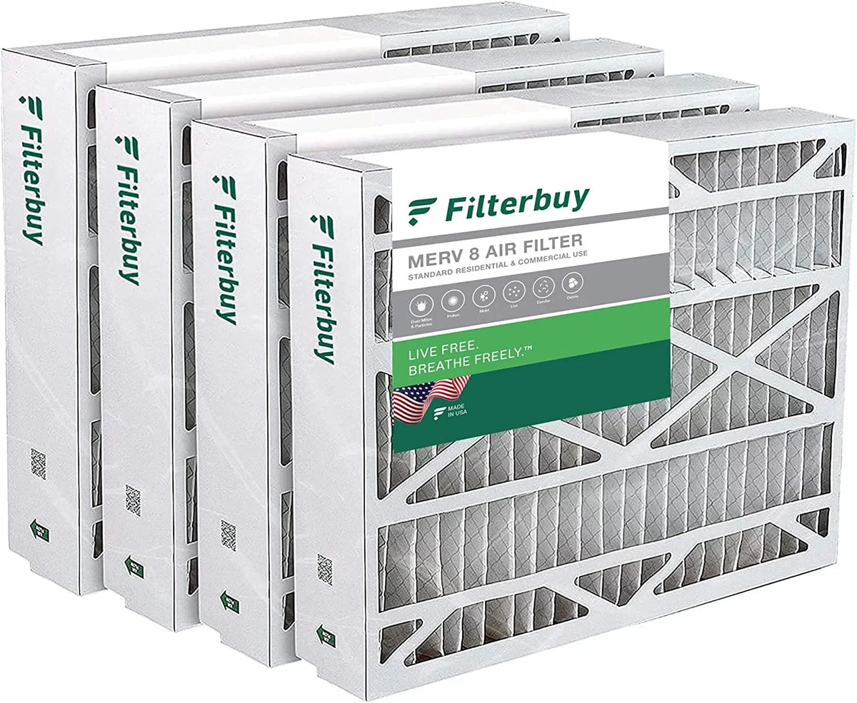 Filterbuy 24x25x5  8 Pleated   Furnace Air Filters for Carrier FILXXCAR0024 (4-Pack)