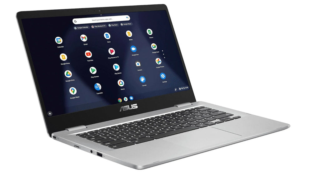 Asus (Renewed) C423NA Chromebook 14 14"  Laptop Computer, Intel Celeron N3350 Processor, 8GB LPDDR4 , 64GB eMMC, 802.11AC WiFi, Bluetooth,  Type-C, Silver, Chrome
