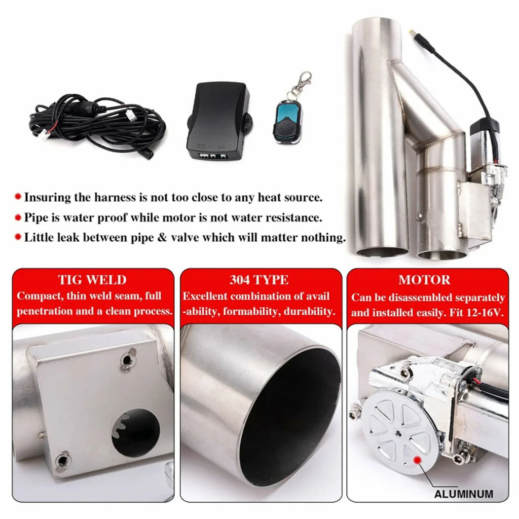 Top10 Racing 2.5" 63mm Electric Exhaust E-cut Out Valve Y Pipe w/ Controller Remote Kit