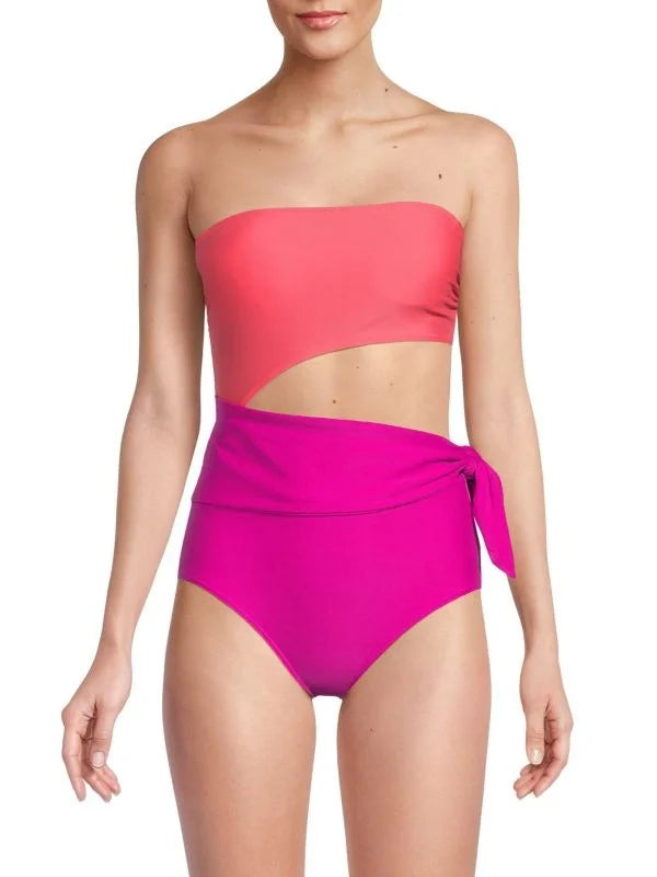 Cutout Colorblock One Piece Swimsuit,  14