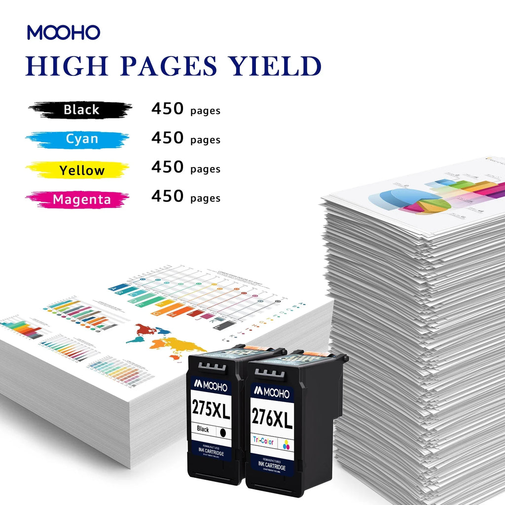 Mooho Ink Cartridges Replacement for Canon Ink 275 -275XL 275XL for Pixma TS3522 TR4720 TS3520 TS3500 TR4722 TR4700 Printer,2 Pack