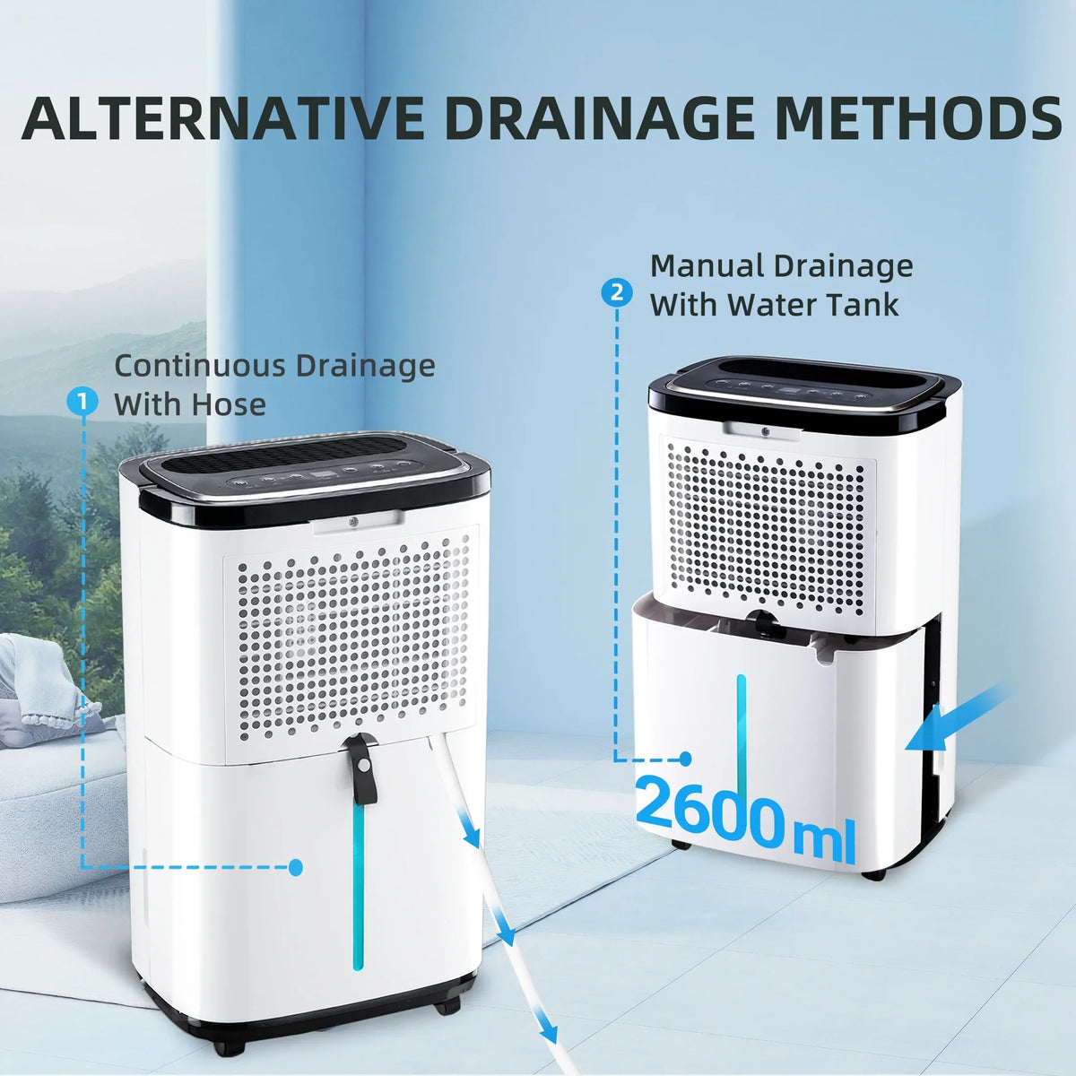 22 Pints Dehumidifier,1500 Sq.Ft,Protable Dehumidifier for Basement and Home with Drain Hose,Max Moisture Removal 30 Pints (95 "F, 95% ),White