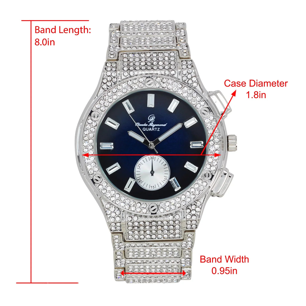 Charles Raymond Big Bling Watch Inspired by Hip Hop - Men's Iced Out Timepiece- Diamond Rhinestones on Blast - ST10311   Blue -C