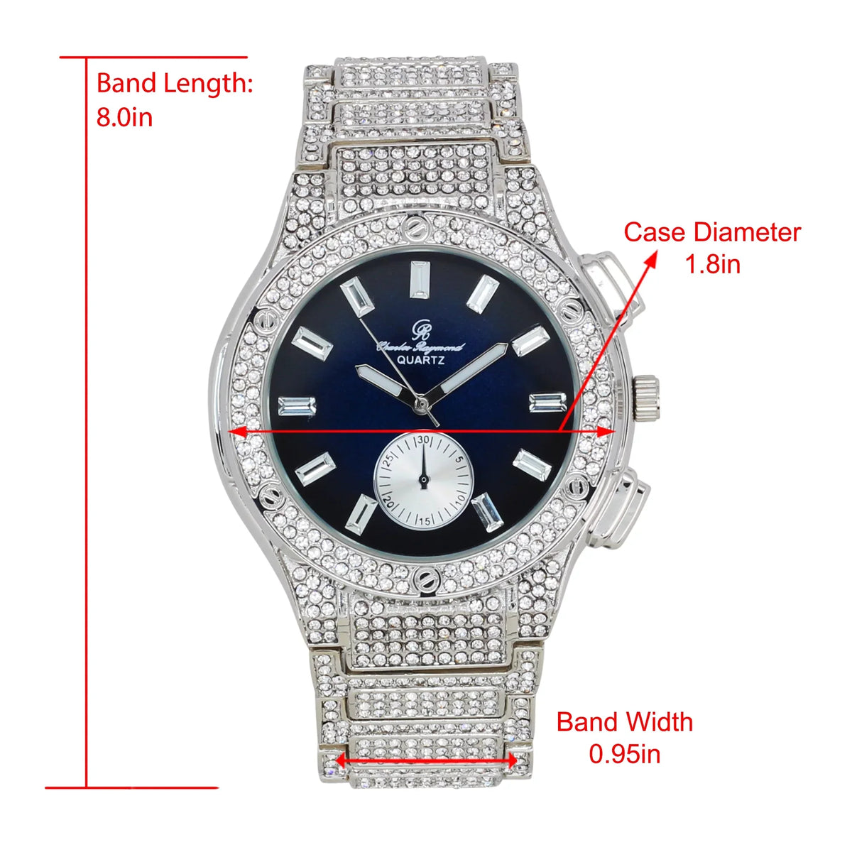 Charles Raymond Big Bling Watch Inspired by Hip Hop - Men's Iced Out Timepiece- Diamond Rhinestones on Blast - ST10311   Blue -C