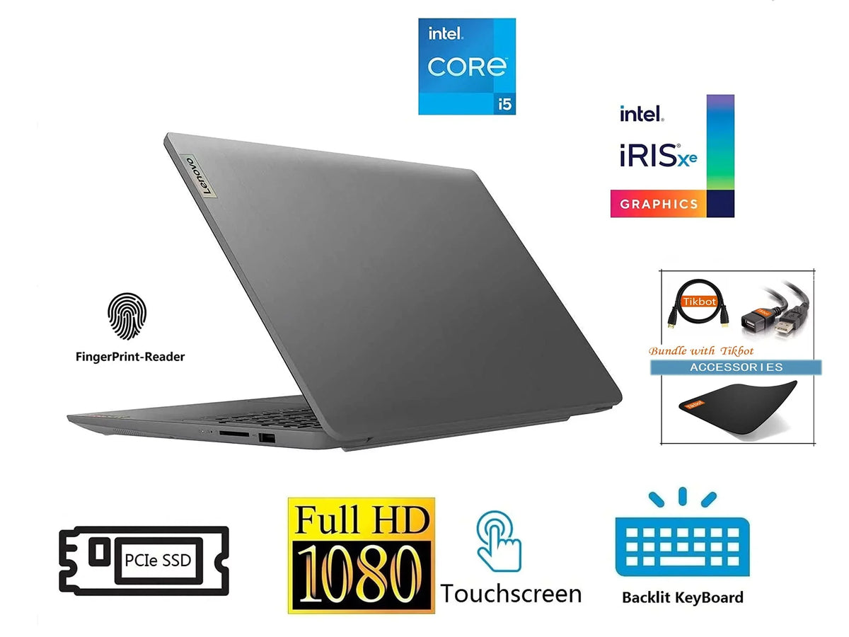 Lenovo 2021 IdeaPad 3 Laptop, 15.6"   Touchscreen Display, i5-1135G7 (>i7-1065G7), Iris Xe Graphics, Wi-Fi 6, Camera, Type-C, Fingerprint, w/Accessories (36GB  | 1TB PCIe )