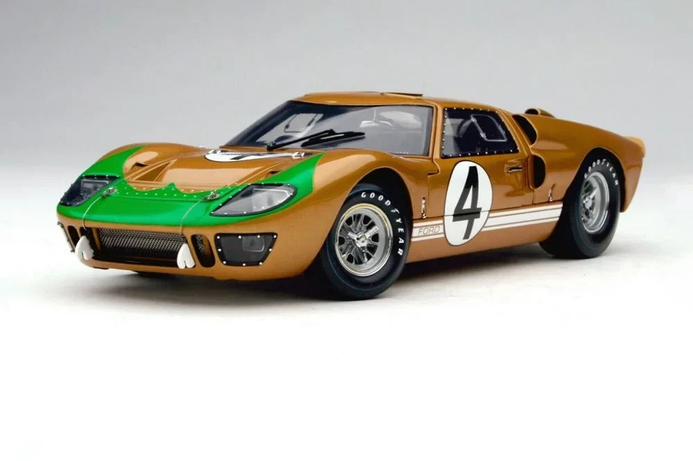 Diecast Car w/Display Case - 1966 Ford -40   Le Mans #4, Gold - Shelby Collectibles SC414G - 1/18 scale Diecast Car