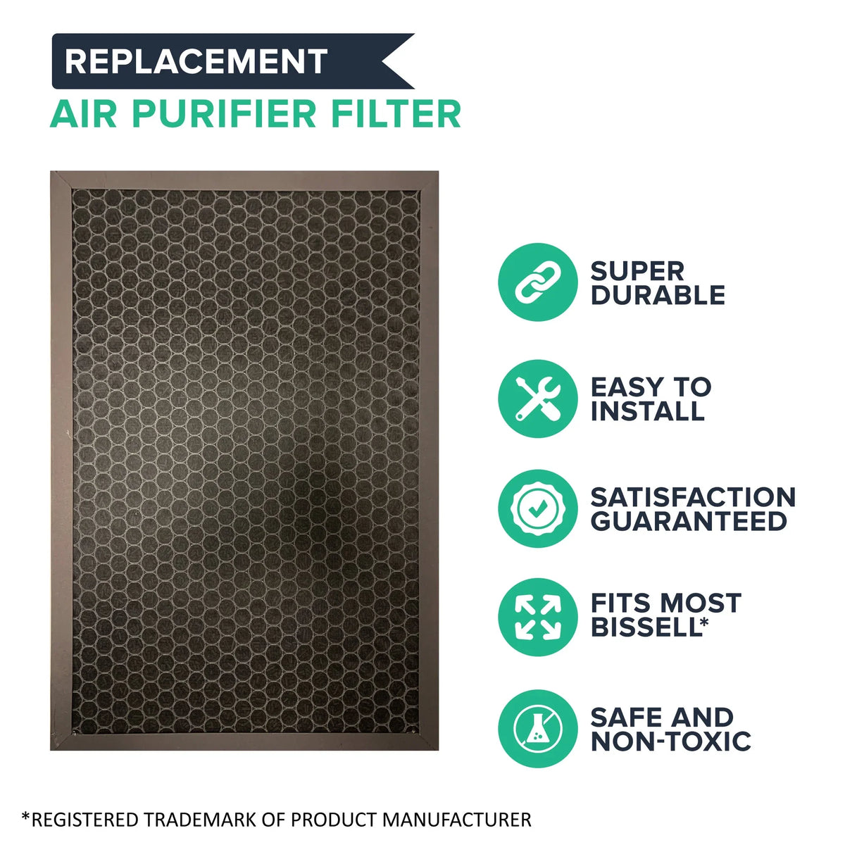 Think Crucial Replacement for  Style Filter & Activated Carbon Filter Set Made to Fit Bissell Air320 & 2768A Air Purifiers, Compare to Part # 2804 & 2677, 8