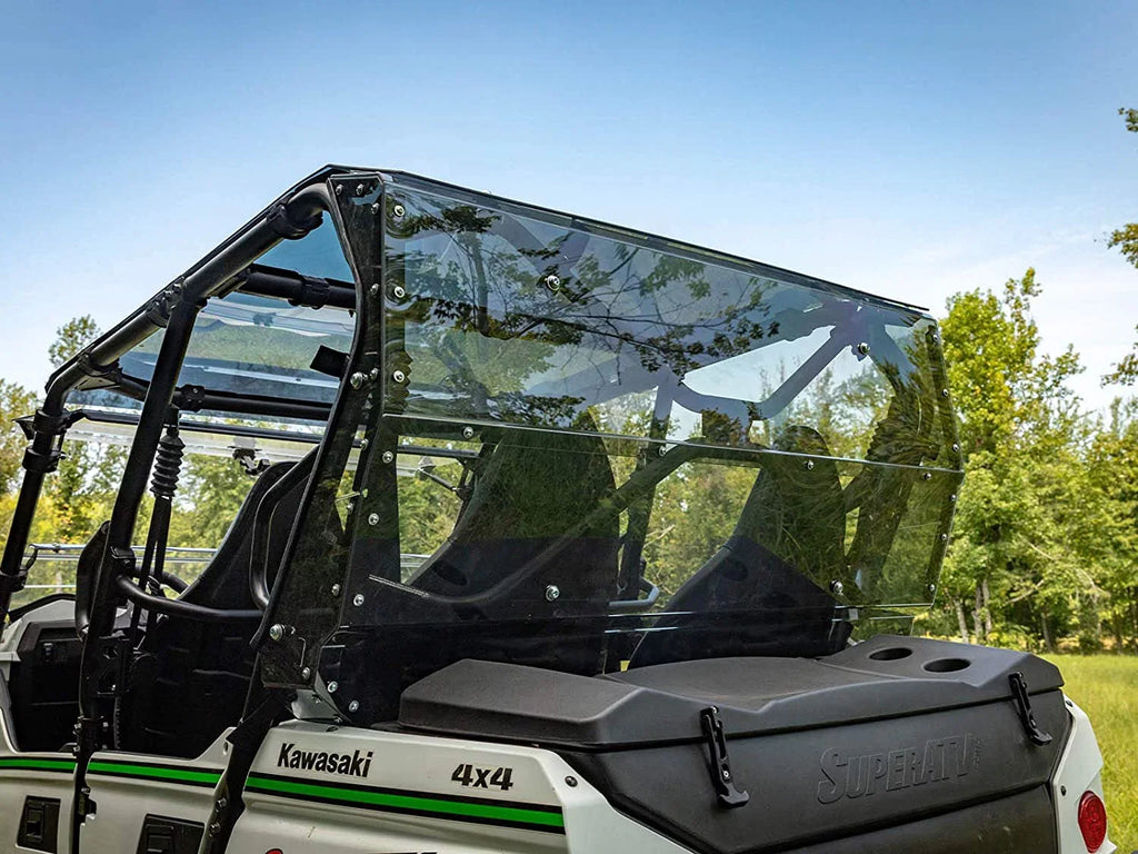SuperATV Heavy Duty Rear Windshield for 2014+ Kawasaki Teryx 4 800 / 2021+ Teryx 4 S 1/4" Thick Lightly Tinted Polycarbonate 250x Stronger Than Glass Protects You From Flying Debris Made in !