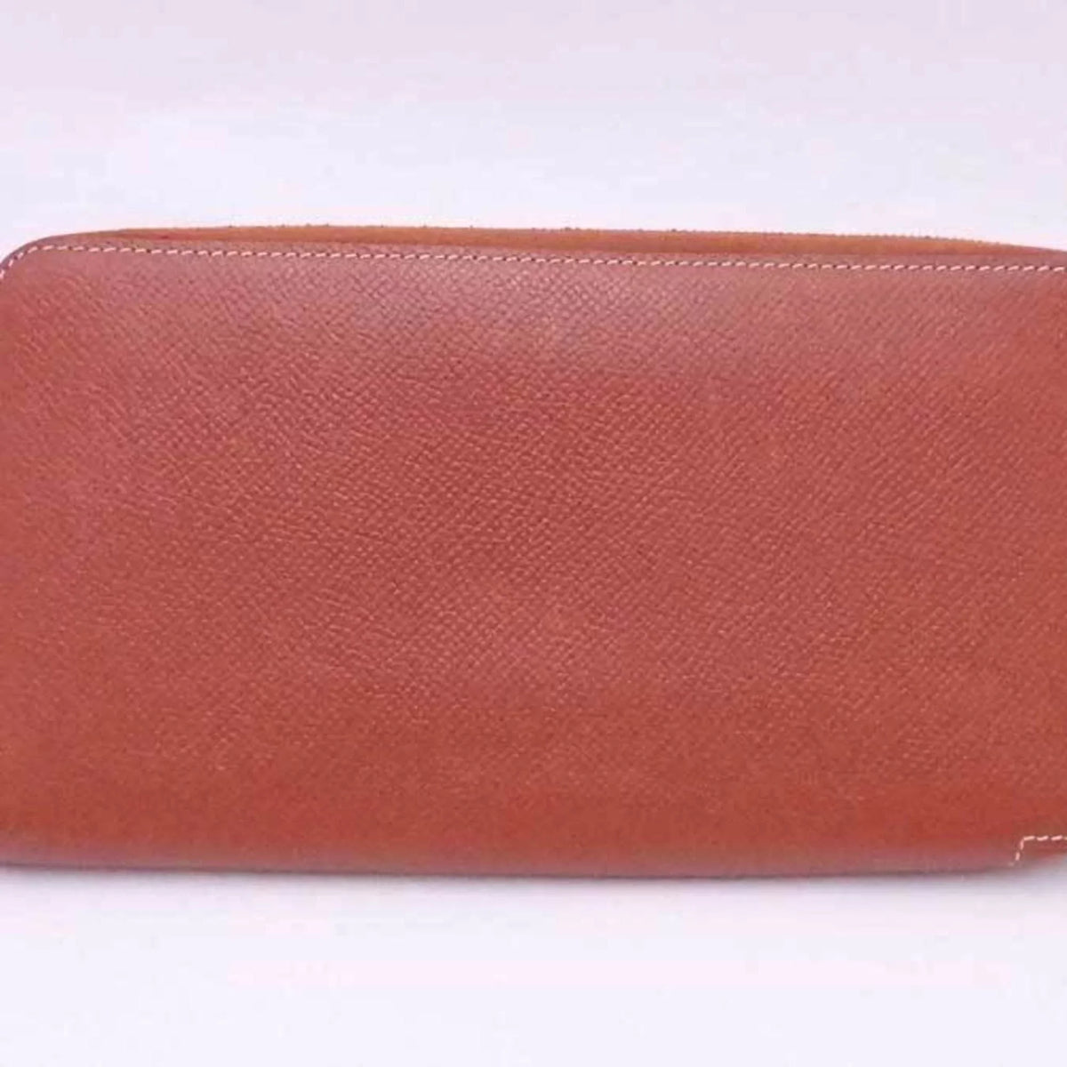 Pre-Owned Hermes  Round Zipper Long Wallet Azap Silk In Leather Brown x Orange Silver Women's (Good)