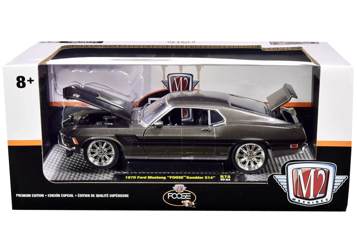 1970 Ford Mustang "Foose" Gambler 514 Jaguar British Racing Green Metallic with Black Stripes Ltd Ed 6880 pcs 1/24 Diecast Model Car by M2 Machines